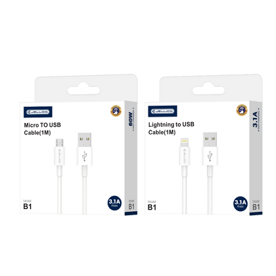 Cablu Jellico B1 Micro USB 3.1A 1M Alb