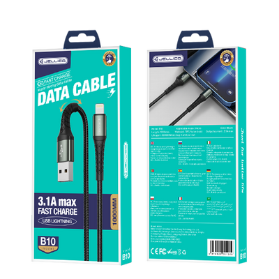 Cablu Jellico B10 Lightning 3.1A 1M Negru