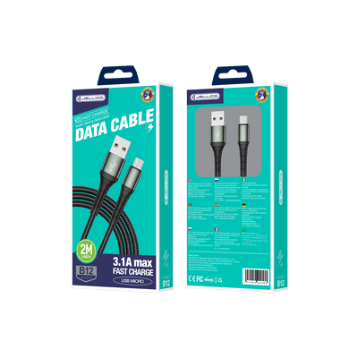 Cablu Jellico B12 Micro USB 3.1A 2M Negru