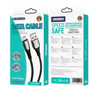 Cablu Jellico B18 Micro 3.1A 1M Negru