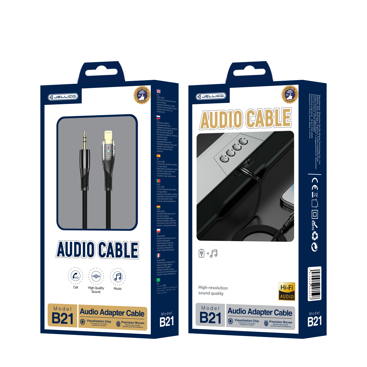 Cablu Jellico B21 Lightning - Jack 3.5MM 1.2M Negru