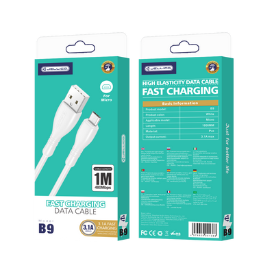 Cablu Jellico B9 Micro USB 3.1A 1M Alb