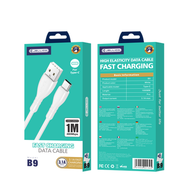 Cablu Jellico B9 Usb-c 3.1A 1M Alb