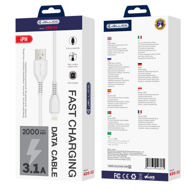 Cablu Jellico Kds-32 Lightning USB 3.1A 2M Alb