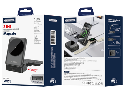 Incarcator wireless Jellico 3in1 W25 15W Negru