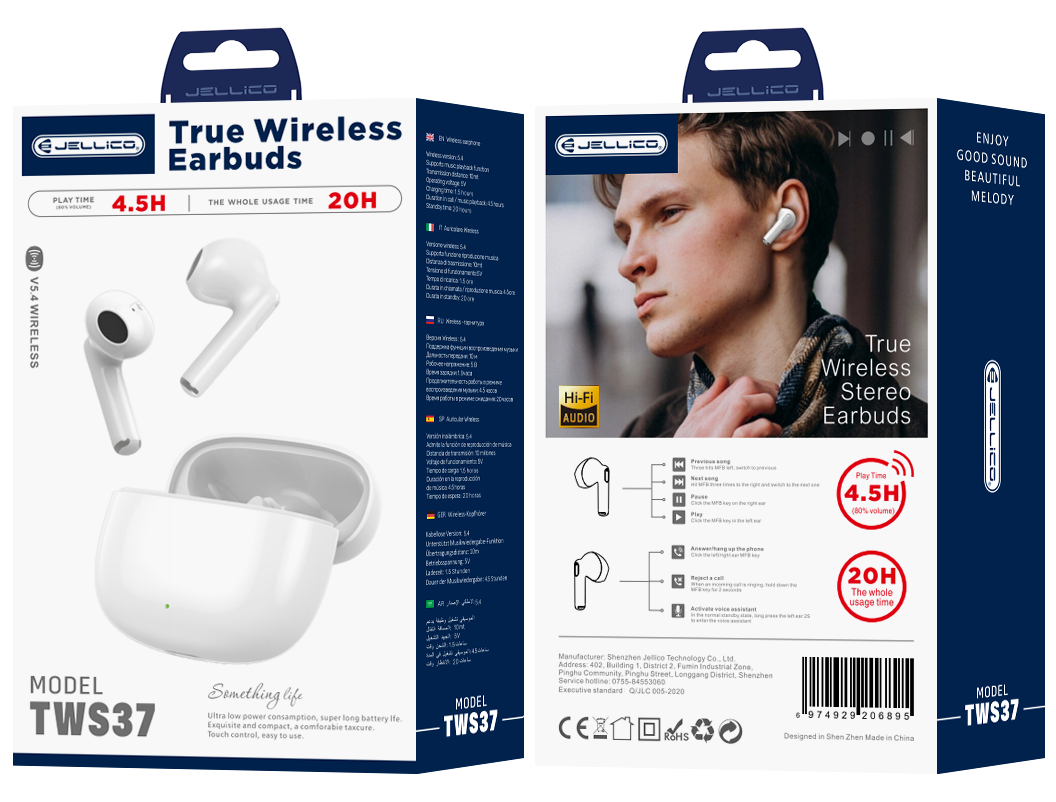 Casti Jellico Wireless Tws37 Alb