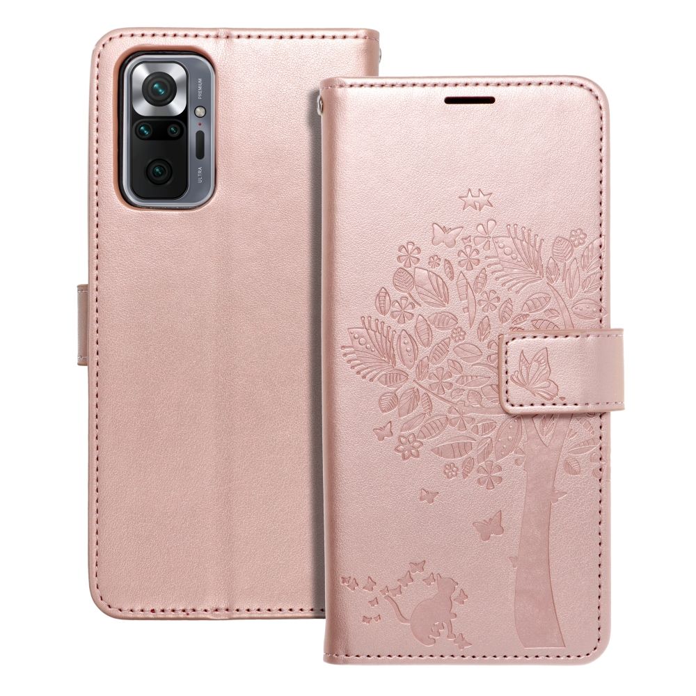 Husa Mezzo Book Flip pentru Xiaomi Redmi Note 10 PRO Tree Roz auriu