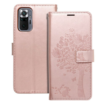 Husa Mezzo Book Flip pentru Xiaomi Redmi Note 10 PRO Tree Roz auriu