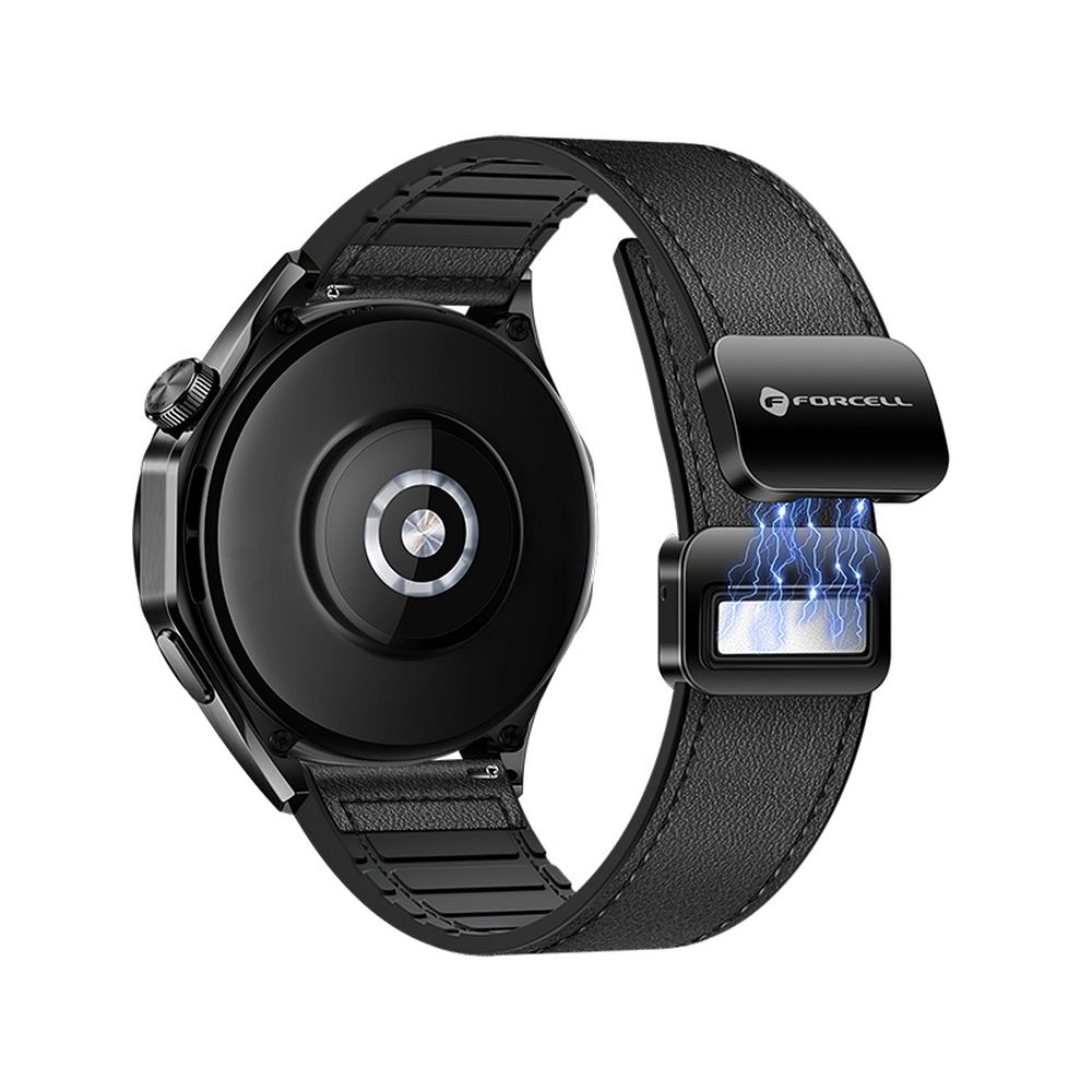 Curea Forcell To Samsung Galaxy Watch F-design Fs20 Magnetic Eco-friendly piele 22 Mm Negru