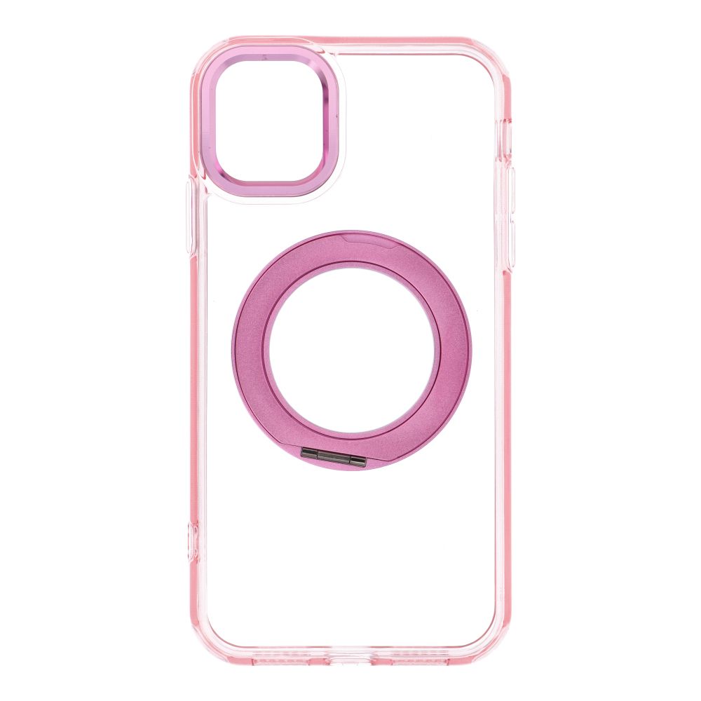 Husa pentru iPhone 11 Frame Circle Stand Compatible cu Magsafe Roz