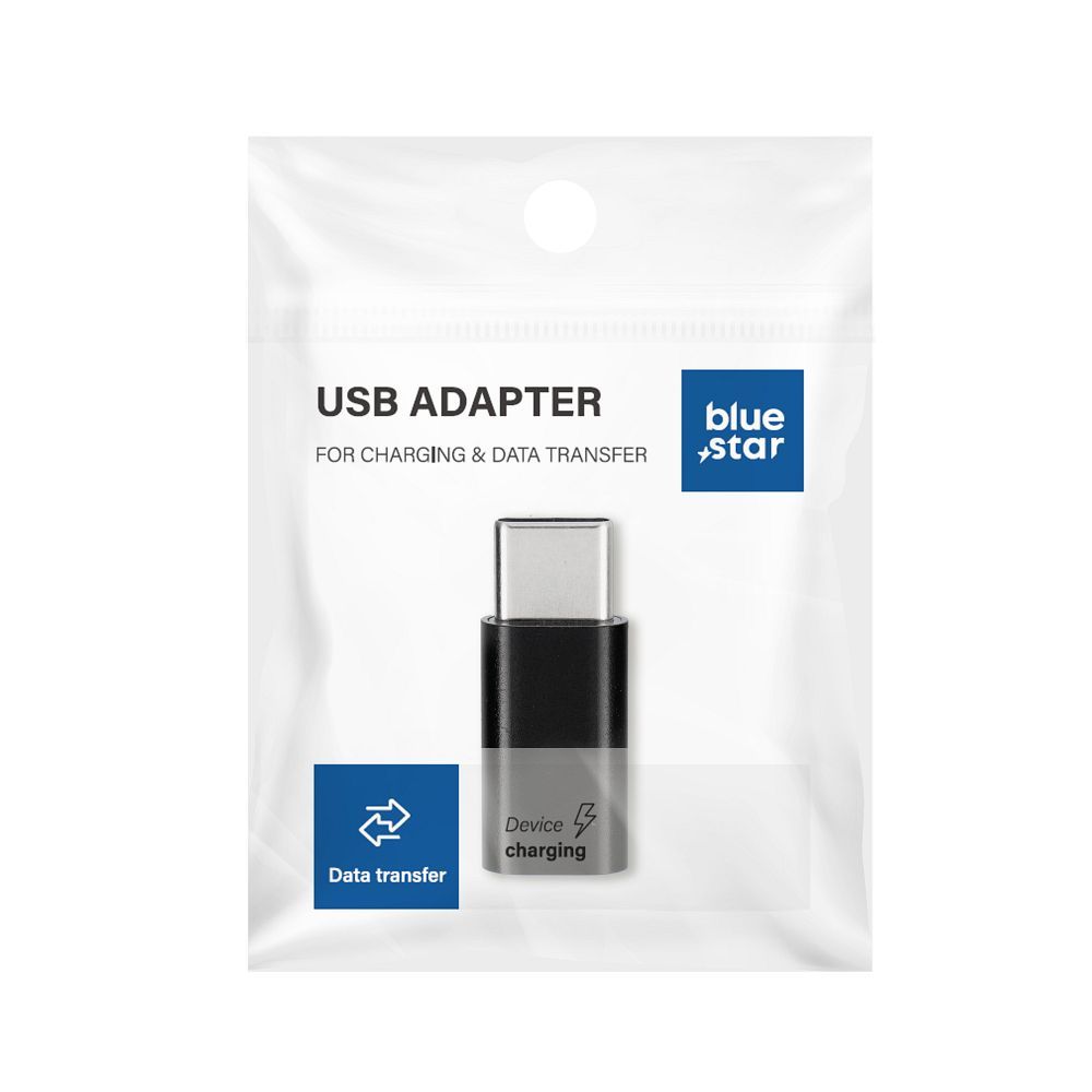 Adaptor Albastru Star Micro USB To Type C - Negru