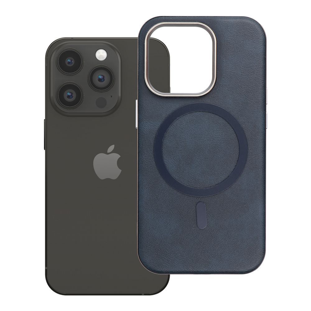 Husa Gentleman Mag pentru iPhone 14 PRO Compatible cu Magsafe Bleumarin