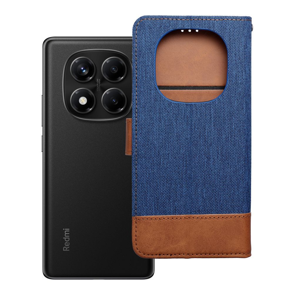 Husa Jeans Book Flip pentru Xiaomi Redmi Note 14 PRO 4G Albastru
