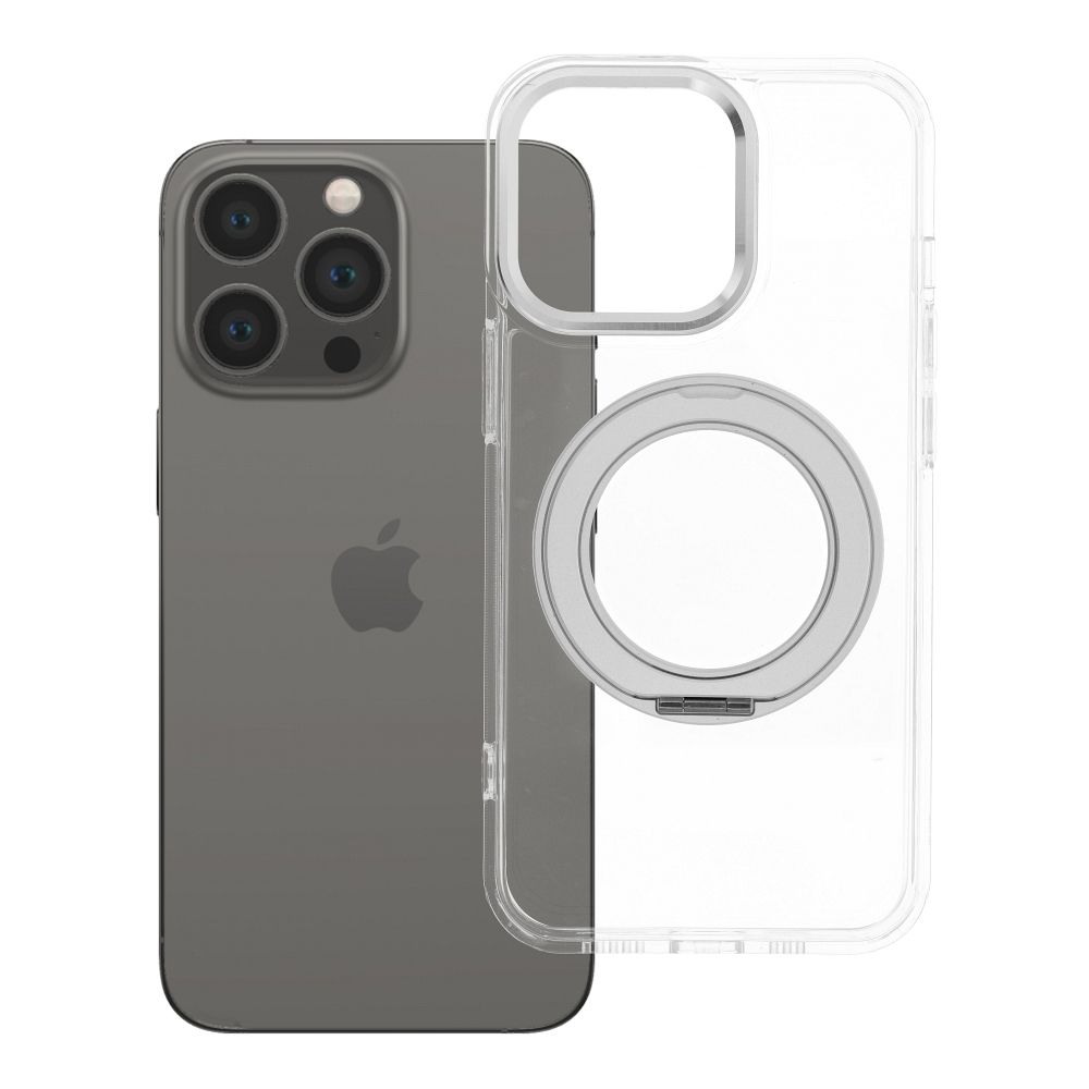 Husa pentru iPhone 13 PRO Frame Circle Stand Compatible cu Magsafe Transparent