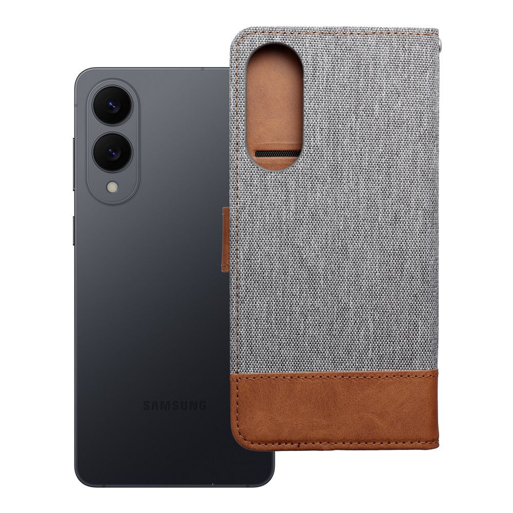 Husa Jeans Book Flip pentru Samsung S25 Edge Gri