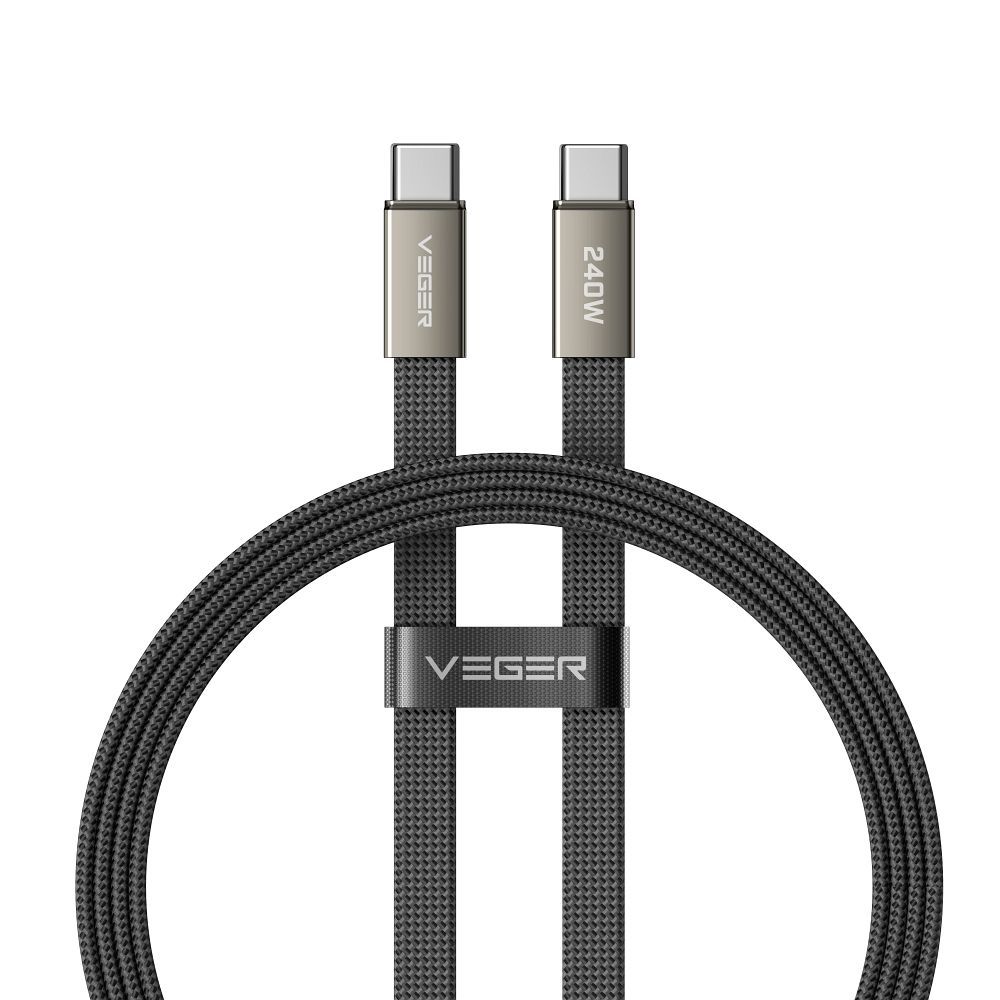 Cablu Veger Flat Type C To Type C PD 5A 240W Cc2-mtb 1,5 M Negru