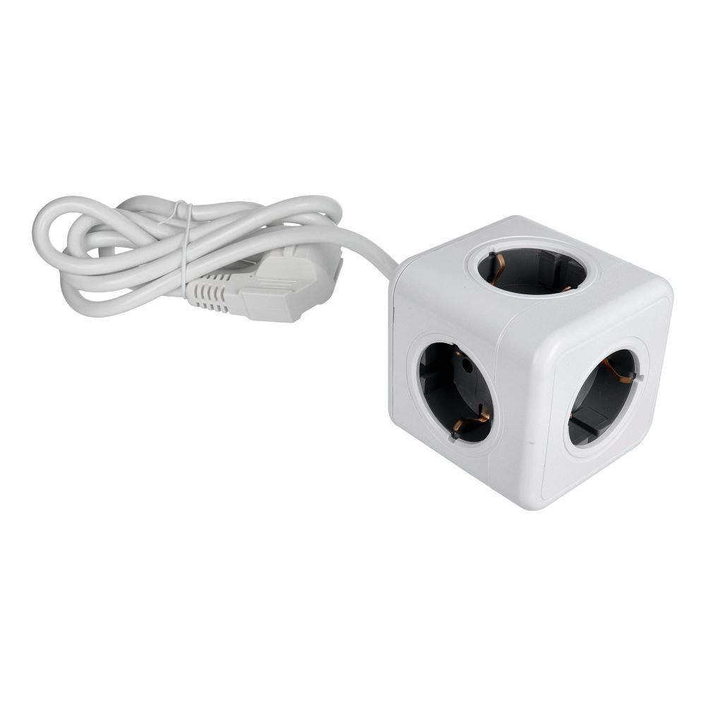 Cablu Power Strip Cube 5 Sockets Max 3680W cu 1,4m Power E03 Alb