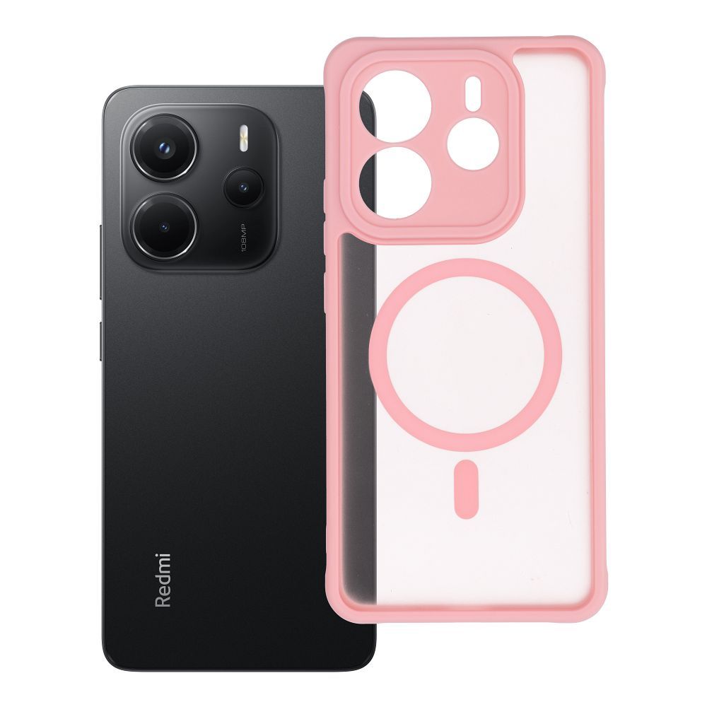 Husa Full mat Mag pentru Xiaomi Redmi Note 14 5G Compatible cu Magsafe Roz deschis