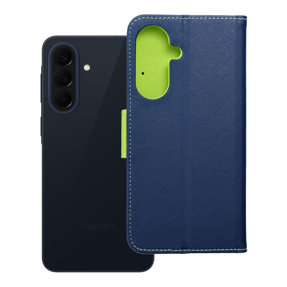 Husa Fancy Book Flip pentru Samsung A57 5G Bleumarin / Lime