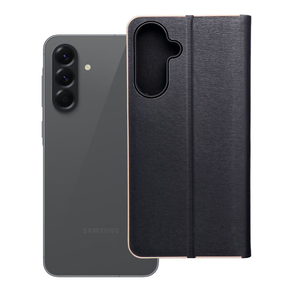 Husa Luna Book Auriu Flip pentru Samsung A56 5G Negru