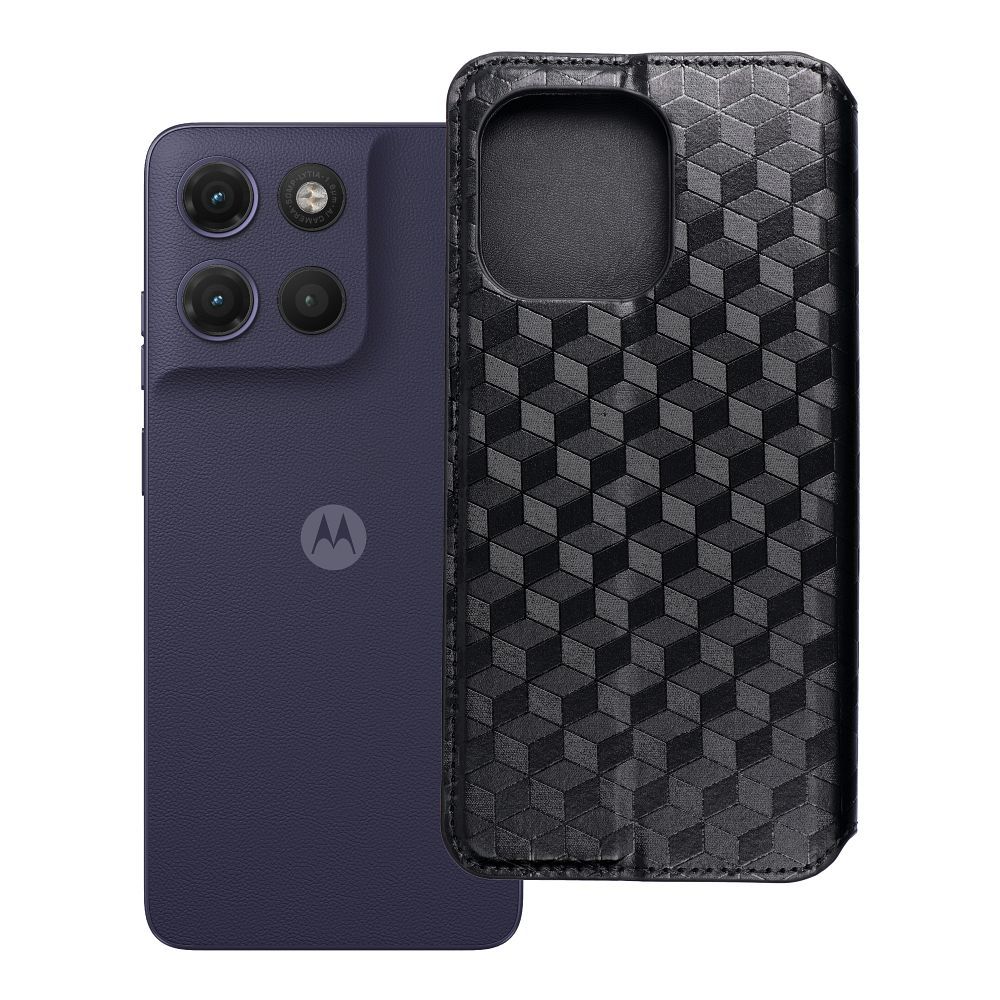 Husa Cubic Book Flip pentru Motorola G17 Negru