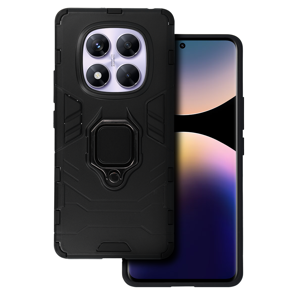 Husa Ring Armor pentru Xiaomi Redmi Note 14 Pro 4G Negru