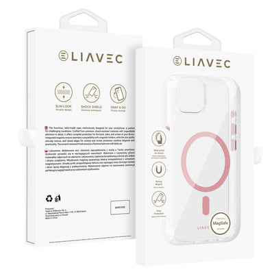 Husa Liavec Glossy Magsafe Transparent pentru iPhone 13/14 Roz