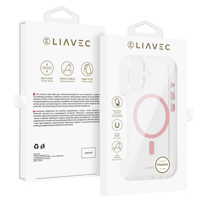 Husa Liavec Glossy Magsafe Transparent pentru iPhone 16 Roz