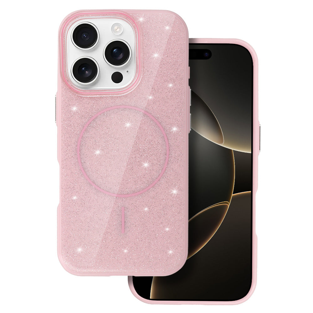 Husa Magsafe Slim Shiny pentru iPhone 13 Pro Roz deschis