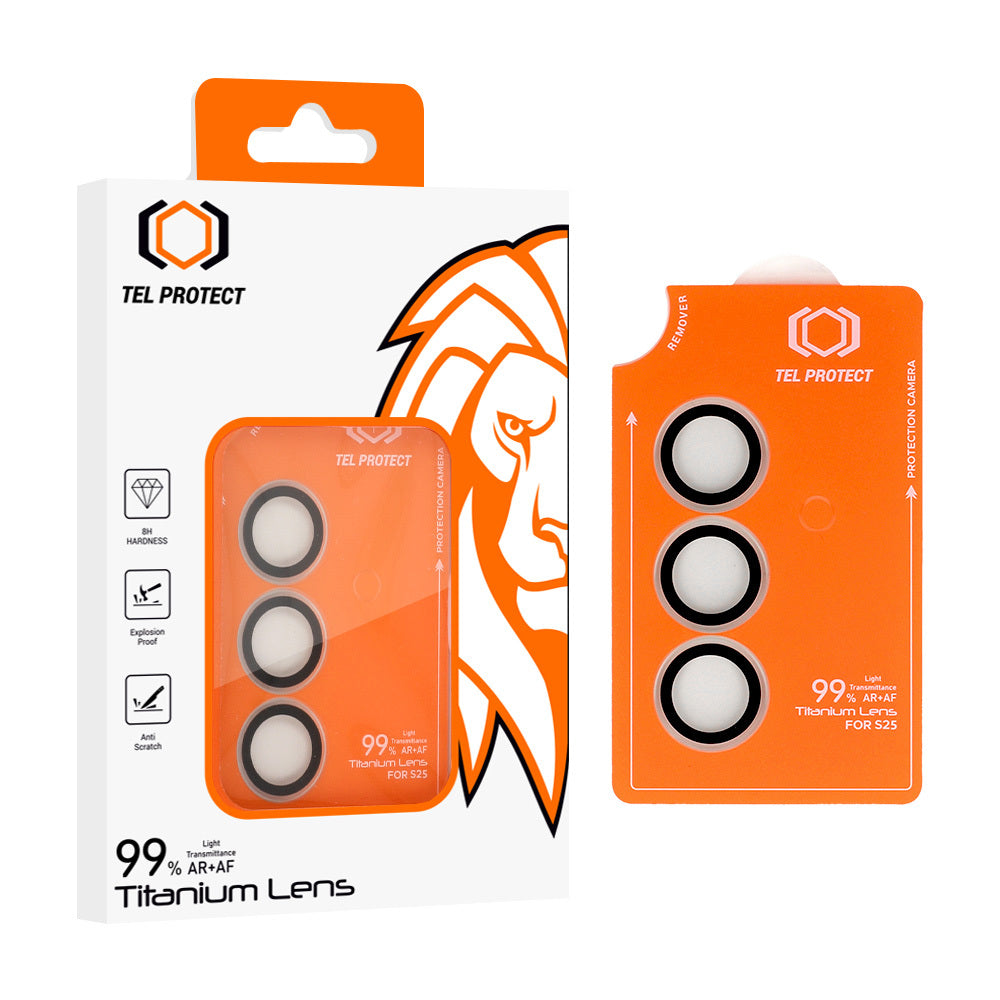 Folie sticla Tel Protect Titanium lentila 99% AR On Camera pentru Samsung Galaxy S25 Plus Transparent (lentila 3 Pcs)