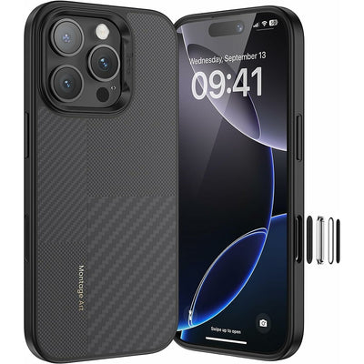 Husa Benks Montage Magnetic Armor Pro Kevlar Metal Frame 600D+1500D (Mf65) pentru iPhone 16 Pro Negru (Camera Control Bu