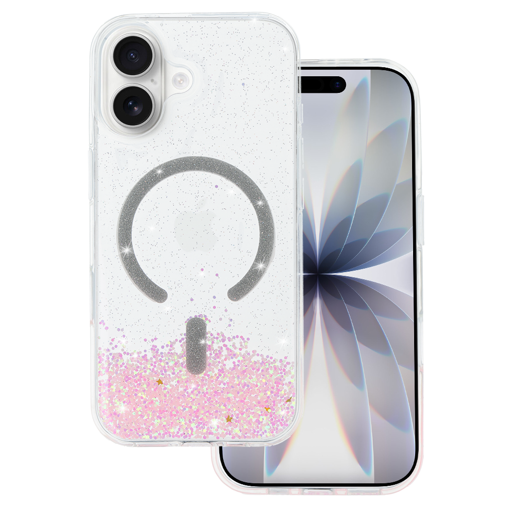 Husa Tel Protect Moonlite Magsafe pentru iPhone 17 Roz Transparent