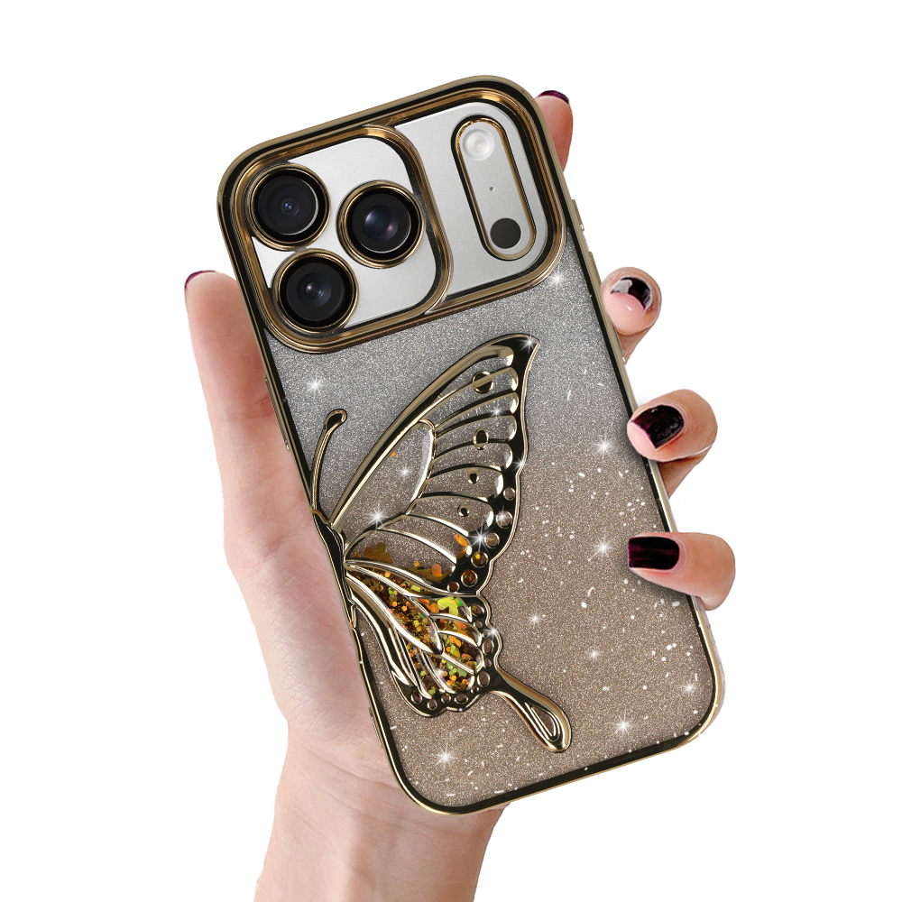 Husa Tel Protect Butterfly Water pentru iPhone 17 Pro Max Auriu