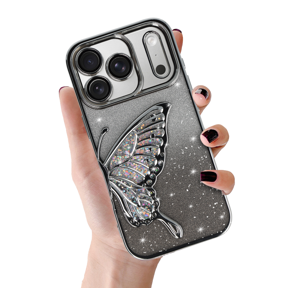 Husa Tel Protect Butterfly Water pentru iPhone 17 Pro Max Argintiu