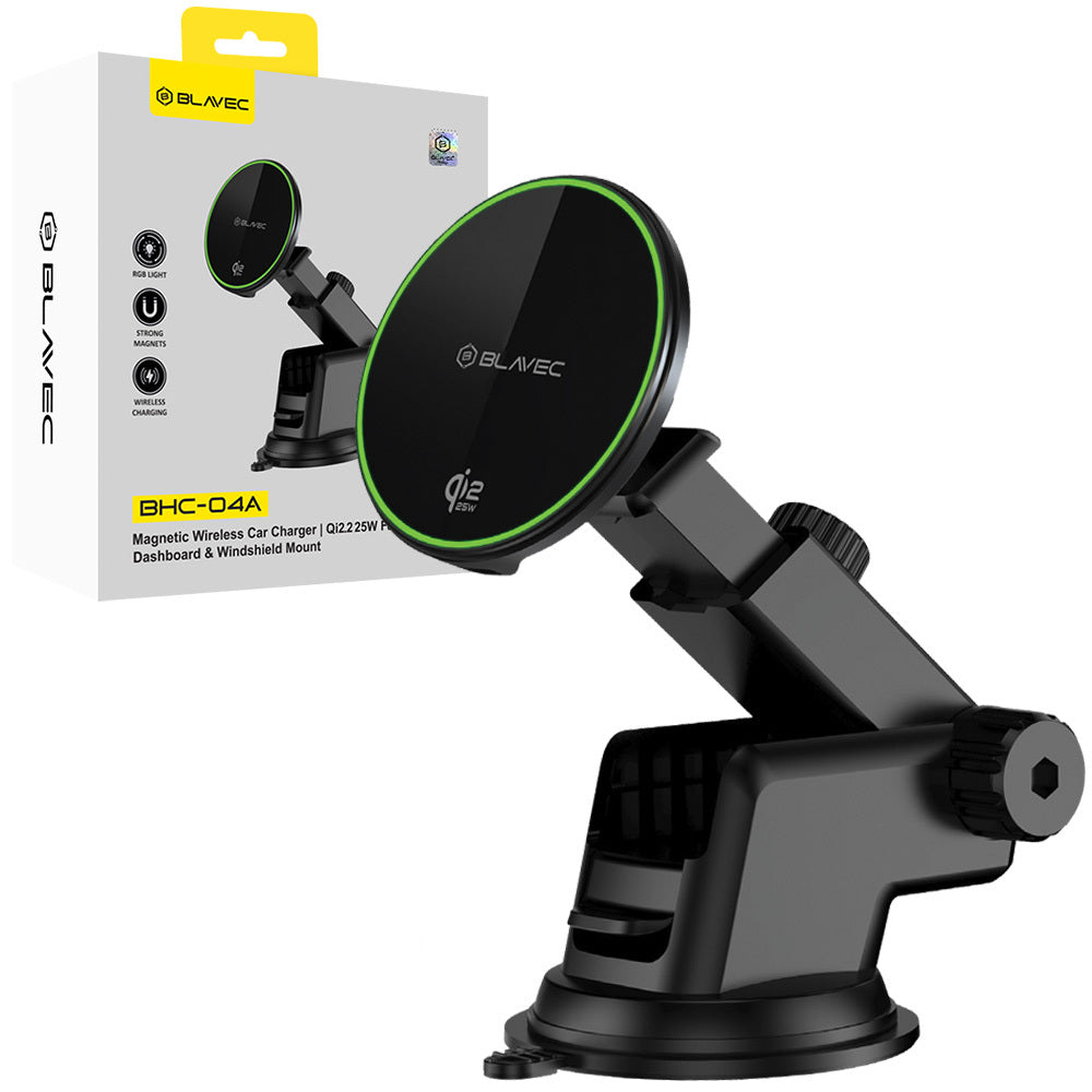Suport auto Blavec Qi2.2 25W Magnetic cu Induction Charging To Windshield si Dashboard (Bhc04a-mwib) Negru