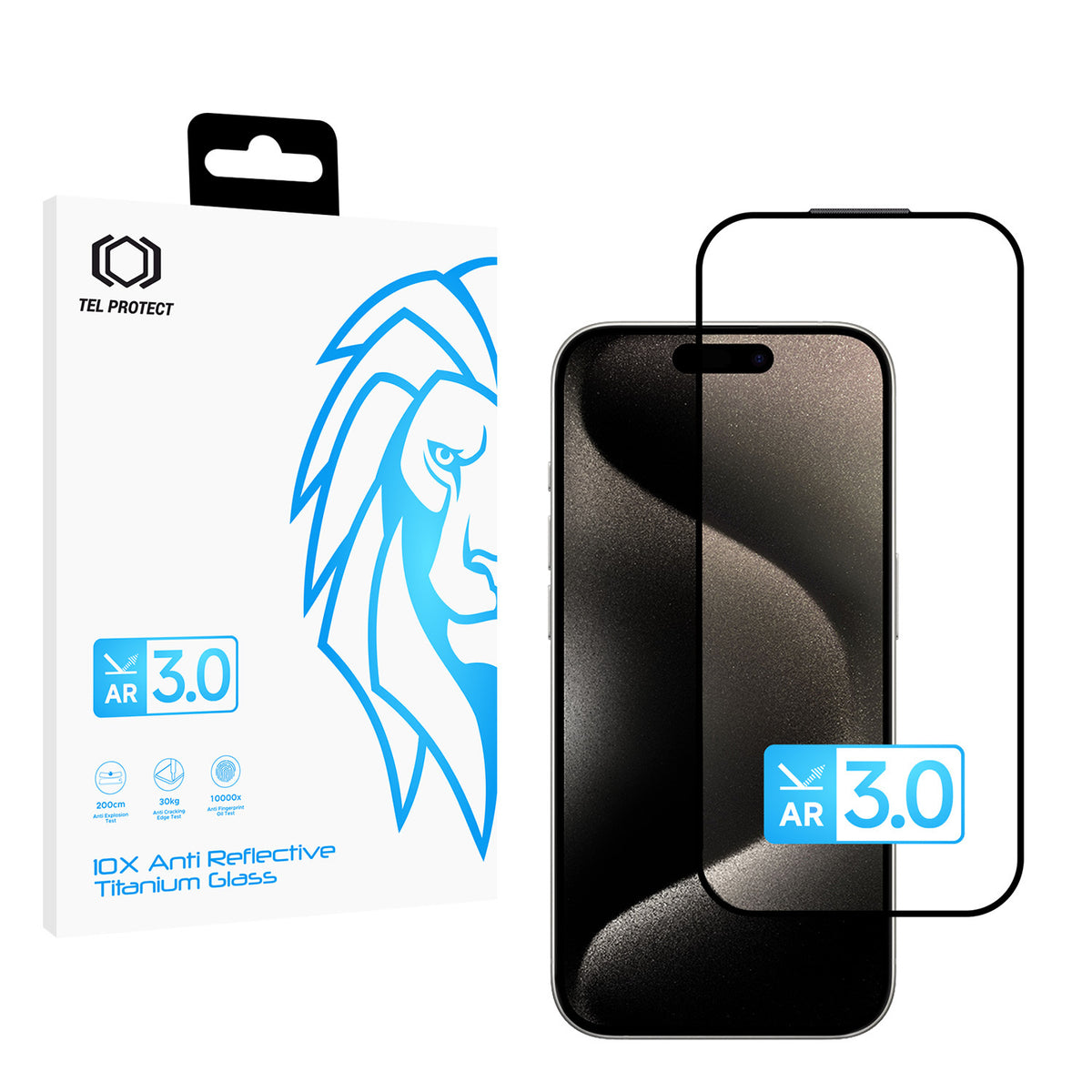 Folie sticla Tel Protect 10X AR 3.0 Antireflective Titanium Foriphone 15 Pro Max
