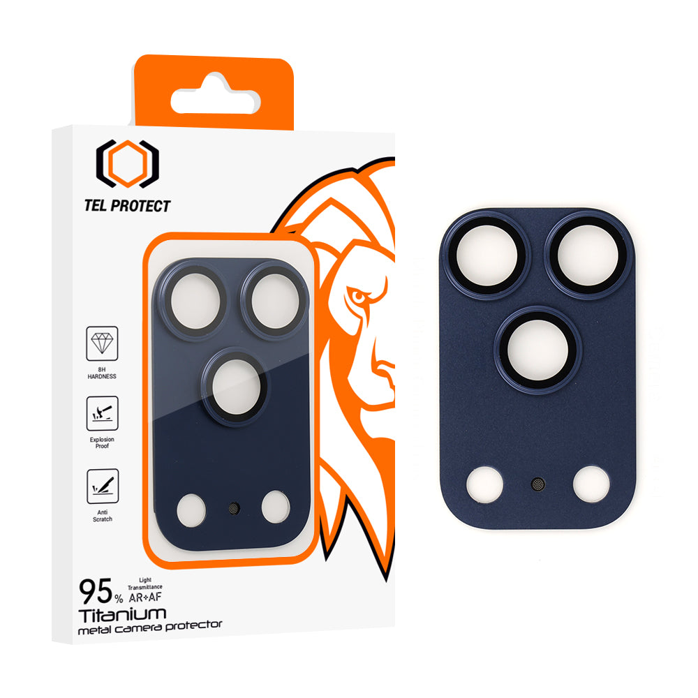 Folie sticla Tel Protect 95% AR+AF Full Metal Camera protectie On pentru iPhone 17 Pro / 18 Pro Navy Island)
