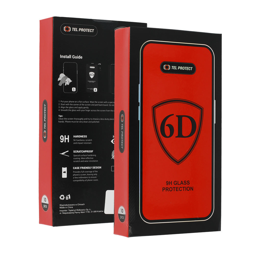 Folie Tel Protect Full Glue 6D sticla pentru Samsung Galaxy S26 Negru (cu Fingerprint Unlock) - 10 Pack