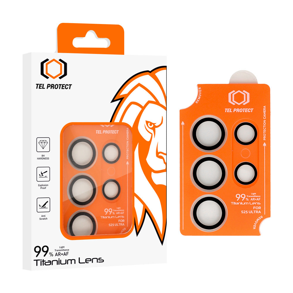 Folie sticla Tel Protect Titanium lentila 99% AR On Camera pentru Samsung Galaxy S26 Ultra Negru (lentila 5 Pcs)