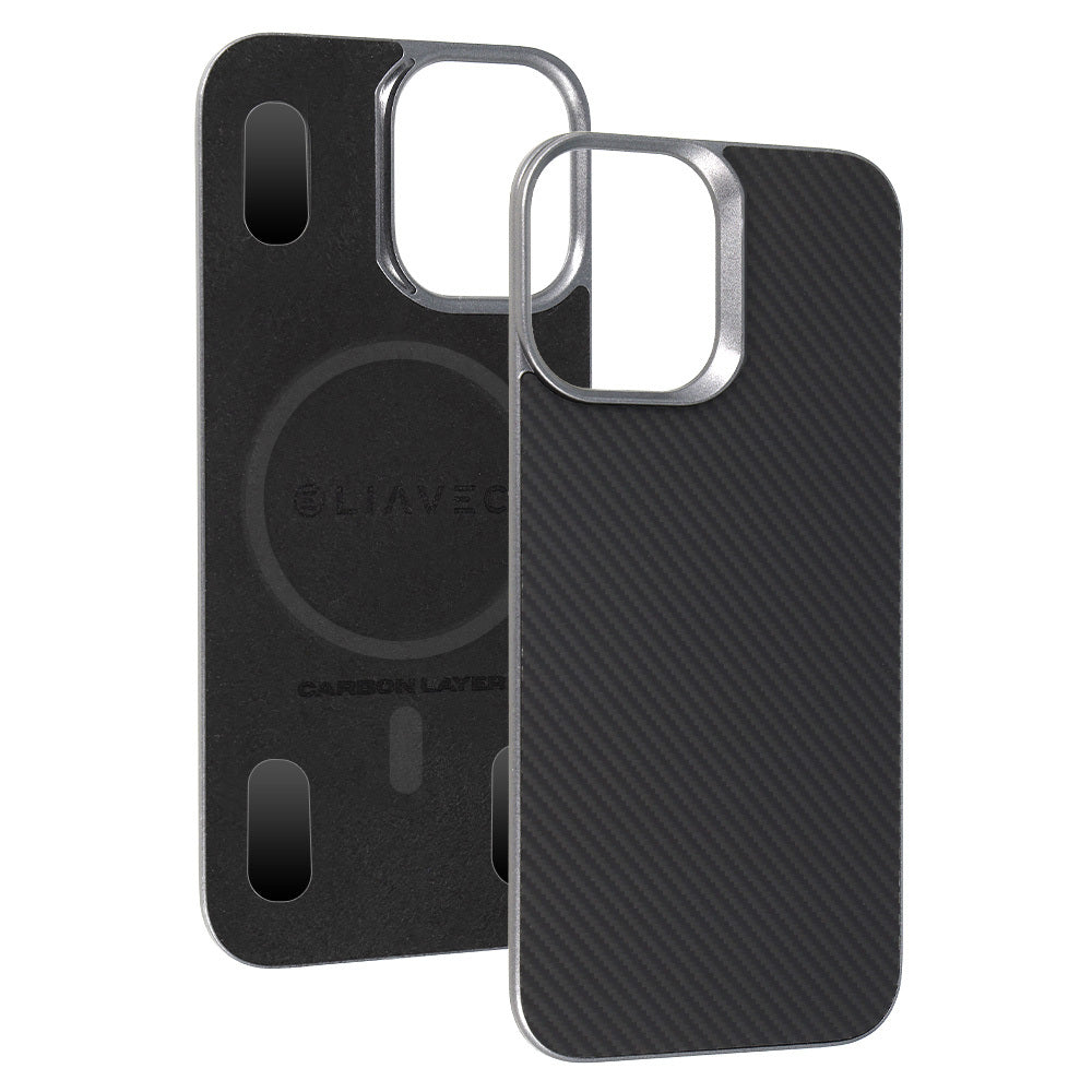 Husa Liavec Carbon Layer Magsafe Aramid Fiber pentru iPhone 17 Negru