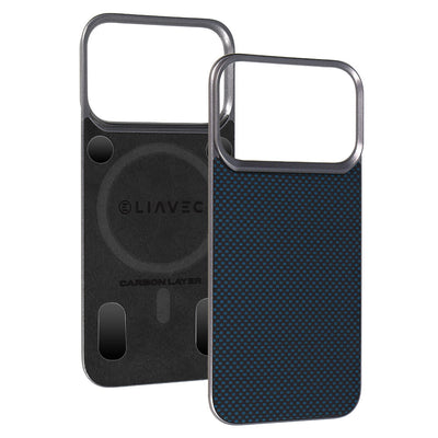 Husa Liavec Carbon Layer Magsafe Aramid Fiber pentru iPhone 17 Pro Max Albastru