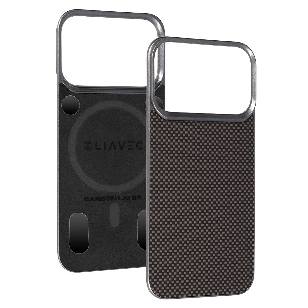 Husa Liavec Carbon Layer Magsafe Aramid Fiber pentru iPhone 17 Pro Max Auriu
