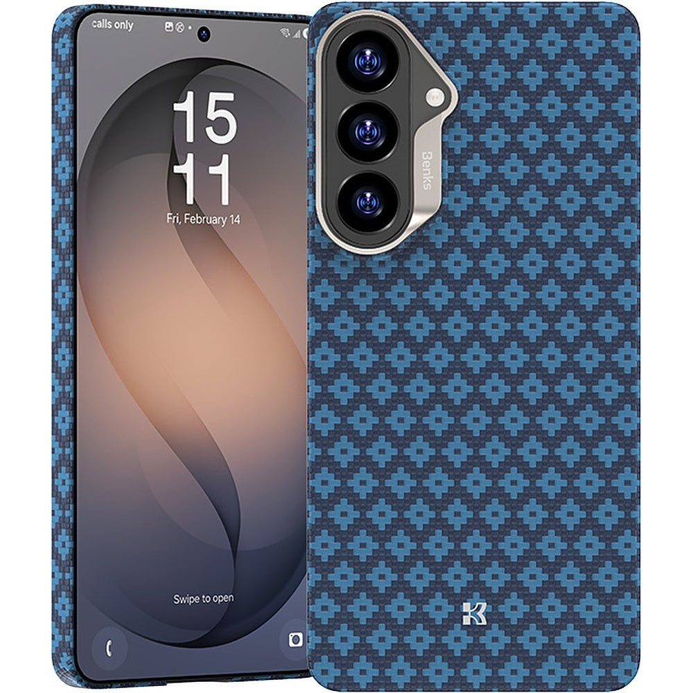 Husa Benks Magnetic Armor Air Armor Grid Kevlar Metal Frame 600D (A049) pentru Samsung Galaxy S26 Plus Albastru