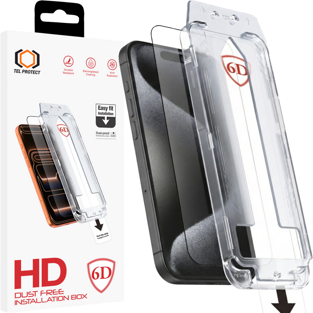 Folie Tel Protect Dust-free Easy Fit Full Glue 6D sticla pentru iPhone 15 Pro Negru
