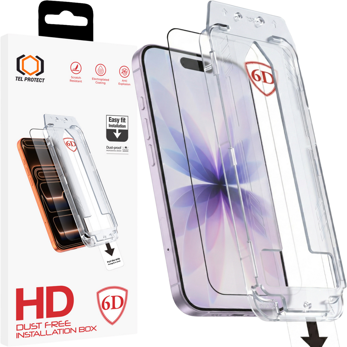 Folie Tel Protect Dust-free Easy Fit Full Glue 6D sticla pentru iPhone 16 Pro/17 Negru