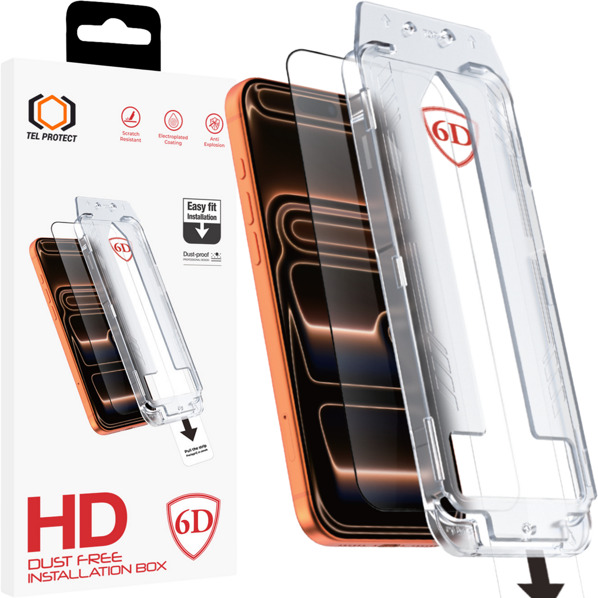 Folie Tel Protect Dust-free Easy Fit Full Glue 6D sticla pentru iPhone 17 Pro Max/18 Pro Max Negru