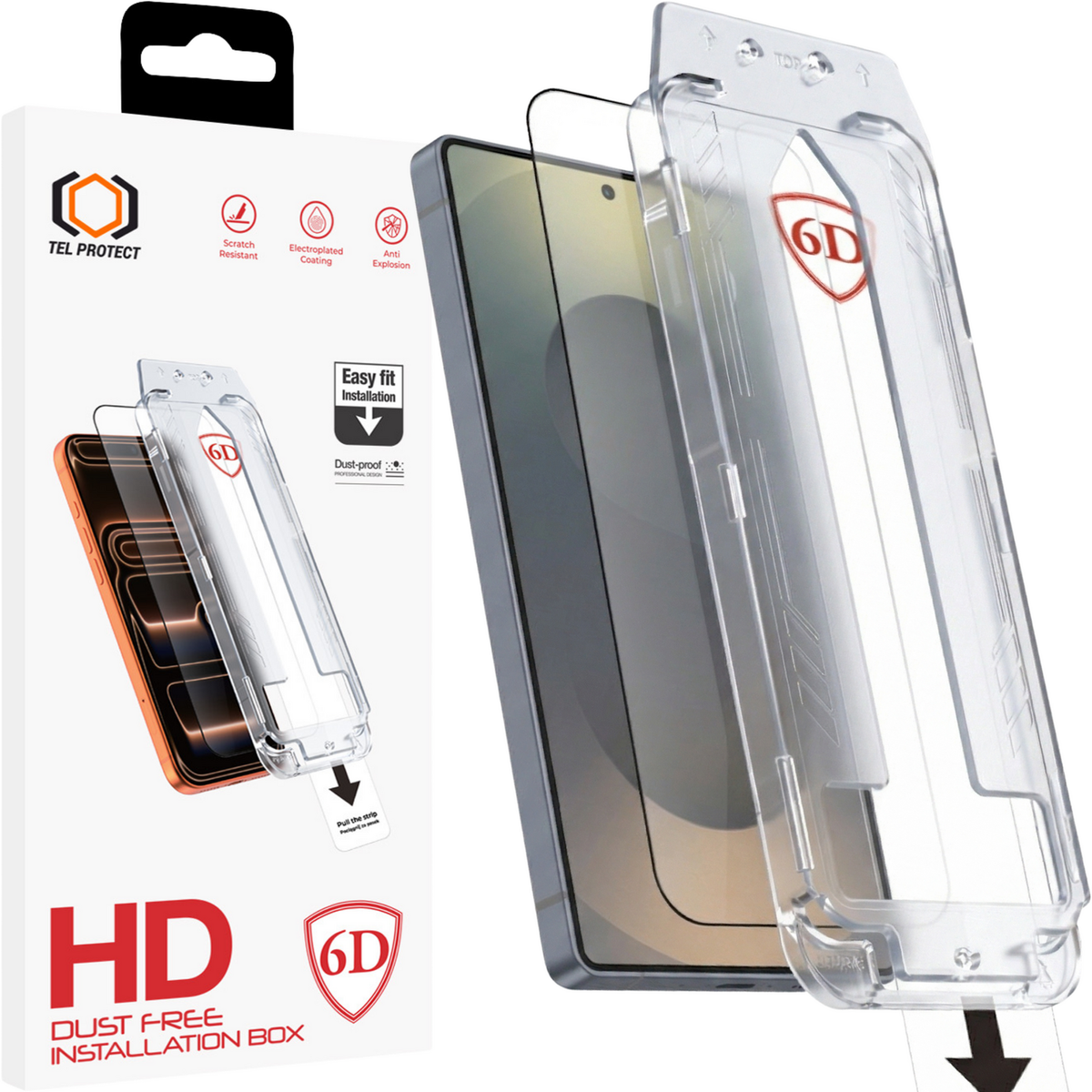 Folie Tel Protect Dust-free Easy Fit Full Glue 6D sticla pentru Samsung Galaxy S25 Negru (cu Fingerprint Unlock)