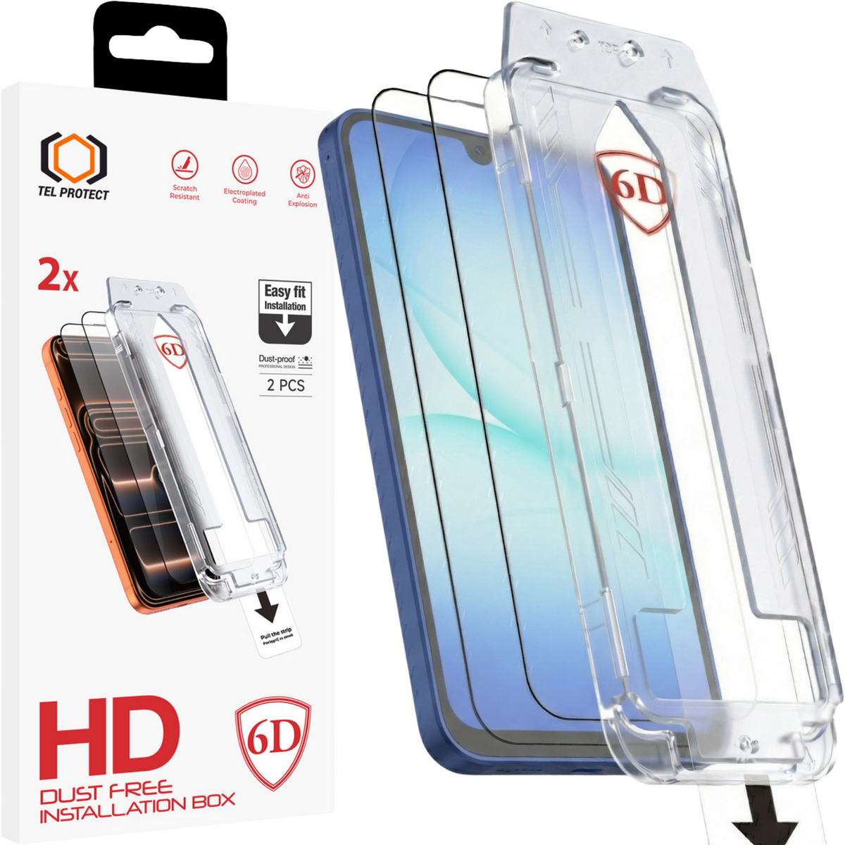 Folie Tel Protect Dust-free Easy Fit Full Glue 6D sticla pentru Samsung Galaxy A16/A17 4G/5G Negru - 2 Pieces