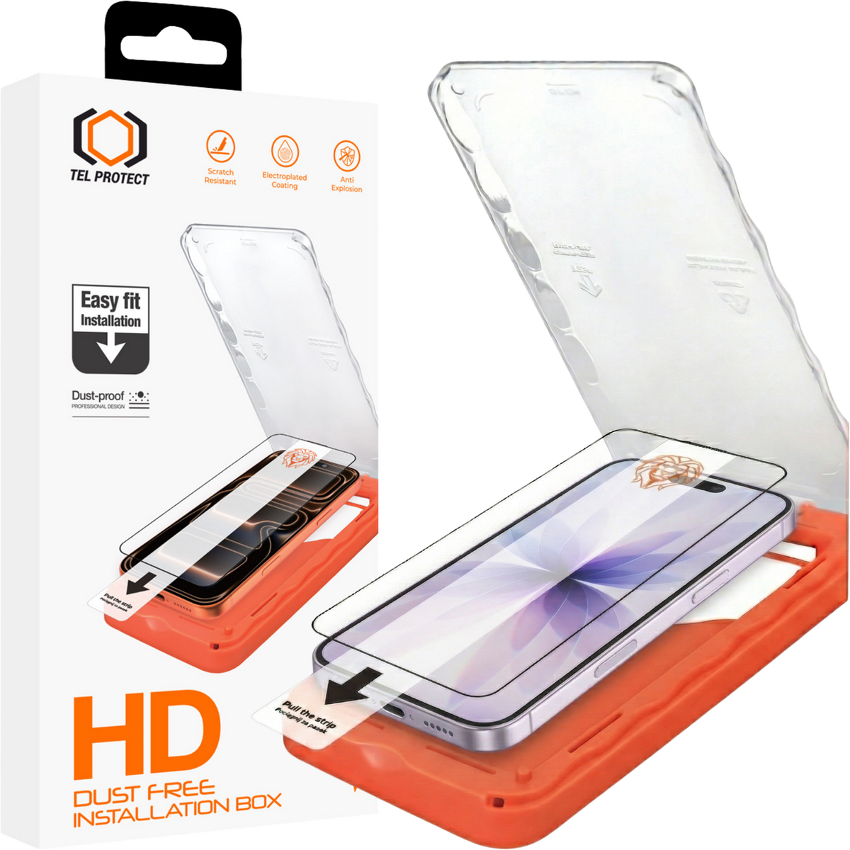 Folie Tel Protect Dust-free Easy Fit HD Titan sticla pentru iPhone 16 Pro/17 Negru