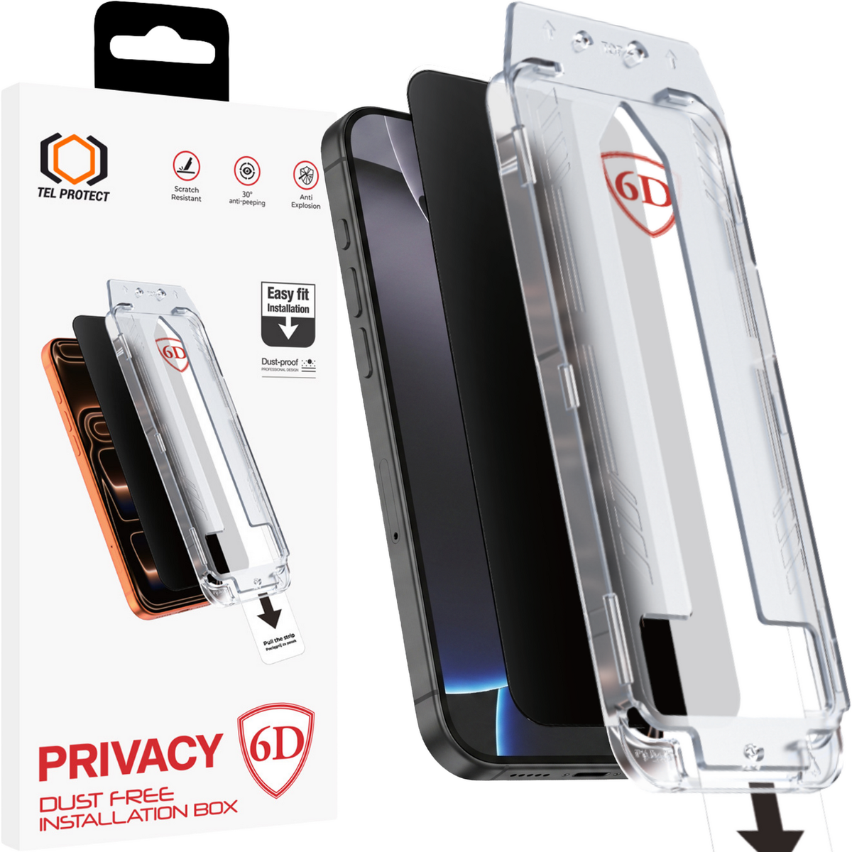 Folie Tel Protect Dust-free Easy Fit Privacy Full Glue 6D sticla pentru iPhone 15 Negru